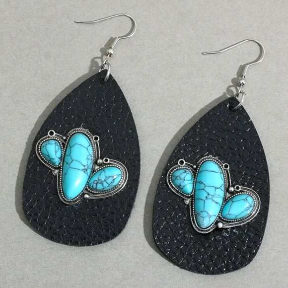 Turquoise Cactus Earrings - Picture 1 of 4